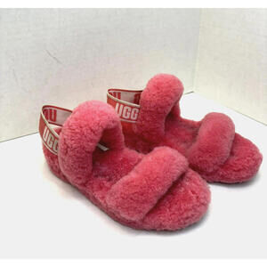 UGG Women's Oh Yeah Plushy Soft Sheepskin Pink Slingback Slippers Size US 5/ 36